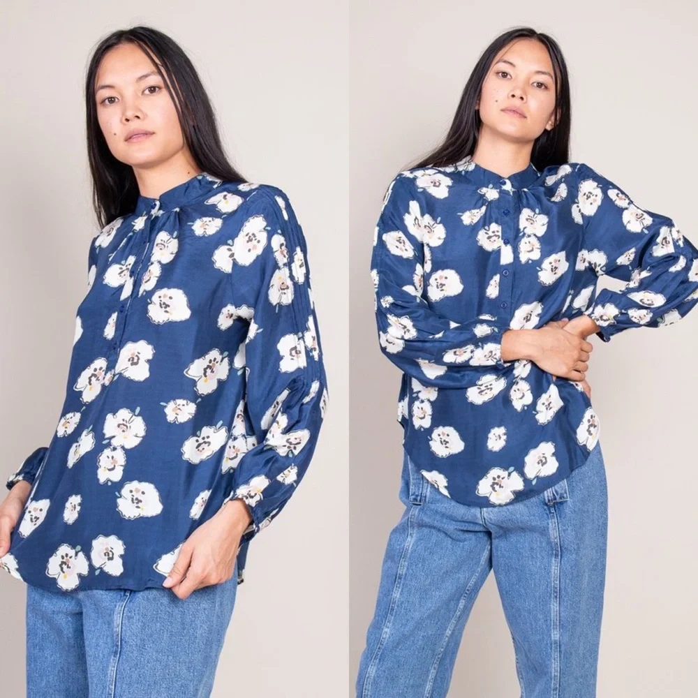 NWT Apiece Apart Floral Bravo Pintuck Blouse - Picture 2 of 13